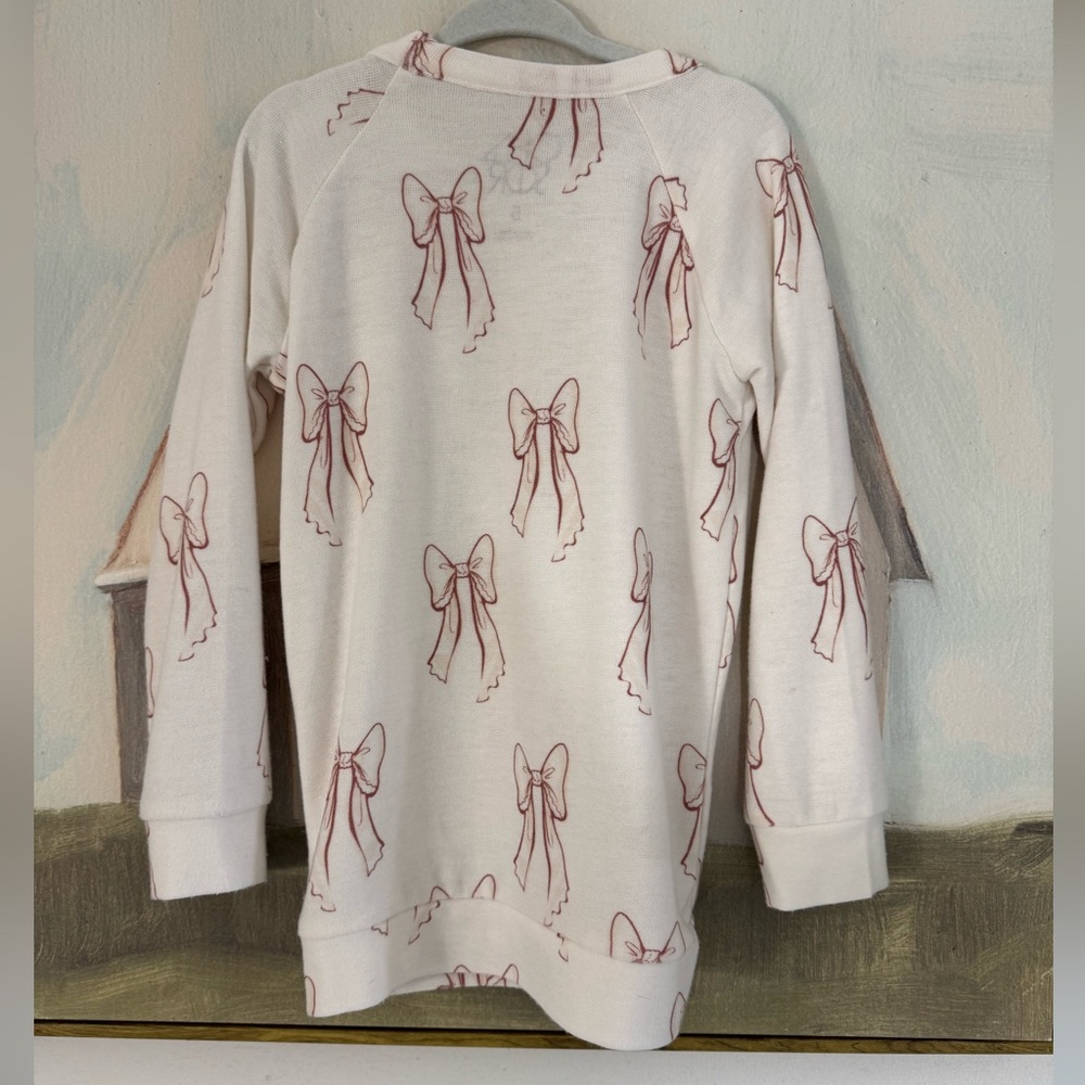 CHASER Allover Bows Girls Raglan Pullover Size 5 - Picture 6 of 7